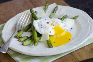 Parmesan Asparagus with Poached Eggs